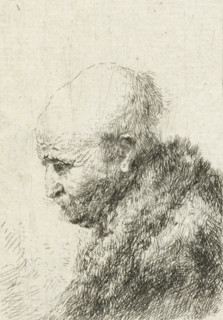 Bald headed man in profile right: small bust, the artist's father (?), print, printmaker, after