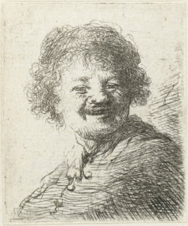 Self-portrait in a cap: laughing, print, printmaker, after print by, Rembrandt van Rijn, paper,