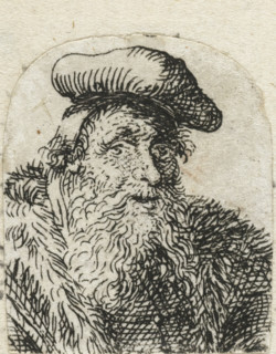 Bust of a man with a beret, print, Bust of an old man with a beard and beret., printmaker: manner