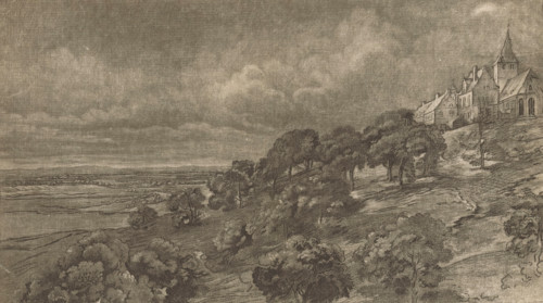 Landscape with view of Hoch-Elten, print, printmaker: Daniel Nikolaus Chodowiecki, Berlin, after