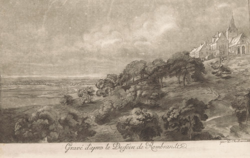 Landscape with view of Hoch-Elten, print, annotation: 'c. 1-:-', printmaker: Daniel Nikolaus