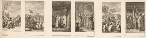 Six depictions of marriage customs among different peoples, print, From left to right, the Samoyed