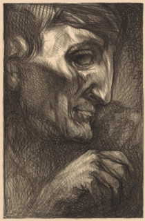 Head and hand of a man, print, The head and hand of a man, seen in profile., printmaker: Johannes