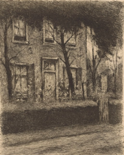 Front garden of a house with hedge, print, printmaker: Eduard Karsen, 1870 - 1941, paper, etching,