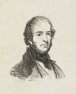 Portrait of Johannes Hermanus Barend Koekkoek, print, after drawing by Coenraad Hamburger, 1819 -