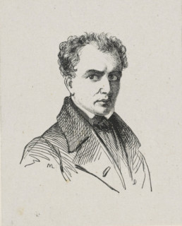 Portrait of François Joseph Navez, print, printmaker: Monogrammist ML, after drawing by François