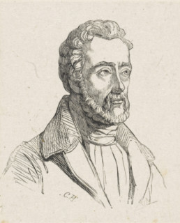 Portrait of Henry Scheffer, print, after drawing by anonymous, 1805 - c. 1908, printmaker, paper,