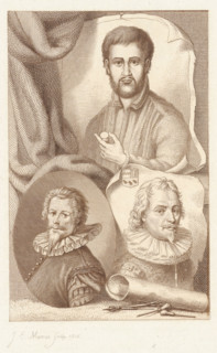 Portraits of Janus Secundus, Claes Abrahamsz. van Delft and Willem Jacobsz. Delff, print, Portraits