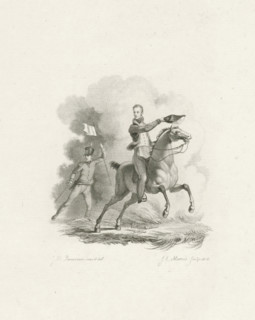 Prince of Orange on horseback, 1815, print, Willem Frederik George, Prince of Orange, on horseback,
