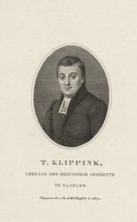 Portrait of Thomas Klippink, T. Klippink, print, Reformed minister in Haarlem, dressed in a black