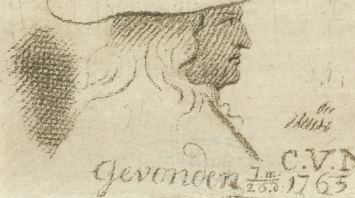 Portrait of Cornelis van Noorde, print, Portrait of the artist Cornelis van Noorde with a hat on