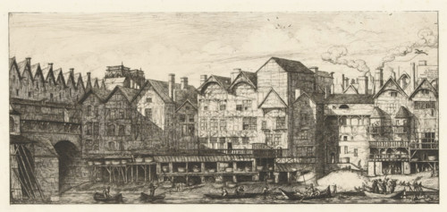 Part of Paris late seventeenth century, Rear facades of houses with furriers on the Seine near