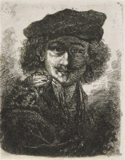 Portrait of Rembrandt Harmensz. van Rijn, print, Bust of Rembrandt Harmensz. van Rijn, wearing a