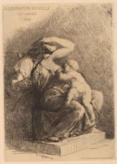 Mother with child at the breast, print, printmaker: Jules Isidore Lafrance, France, publisher: