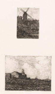In Montmartre., View of the Moulin de la Galette in Montmartre, print, Numbered top left: 295.,