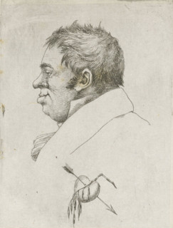 Portrait of Jantje de Wit, print, notary in Amsterdam, in profile. In the center bottom a heart