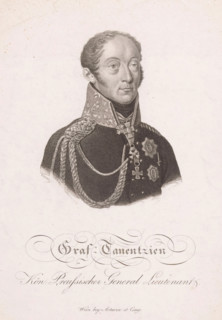 Portrait of Friedrich Bogislaw Emanuel Tauentzien von Wittenberg, print, printmaker: Johann Georg