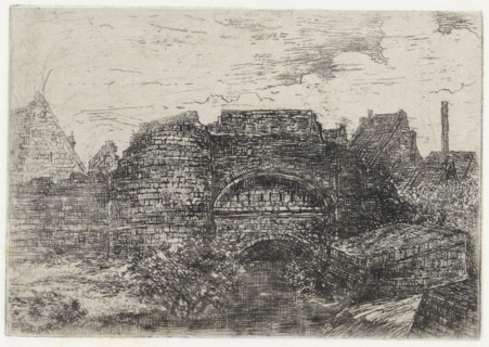 Ruins of ramparts, print, printmaker: Alexander Schaepkens, 1830 - 1899, paper, chine collé,