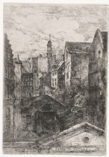 Behind the Meat Market, Maastricht, print, printmaker: Alexander Schaepkens, 1830 - 1899, paper,