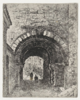 Hell Gate in Maastricht, Hell Gate, print, seen from the field side, with a view of Sint