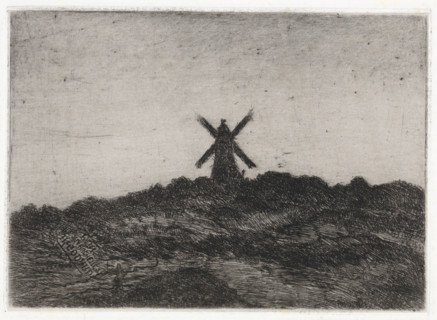 Mill in a dune landscape, print, stamp: 'H.Godard, Rue de la Huchette 27, Paris (in mirror image)',