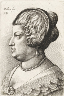 Portrait of a woman with a headband, print, printmaker: Wenceslaus Hollar, Antwerp, 1648, paper,