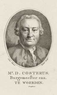 Portrait of Dominicus Costerus, Mr. D. Costerus Mayor etc. in Woerden, print, Portrait bust of