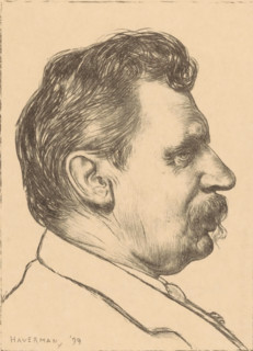 Portrait of Albert Neuhuys, print, A portrait of artist Albert Neuhuys with a moustache.,