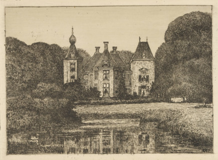 Huis Rooswijk, print, View of Huis Rooswijk. The country estate is situated by a pond and is