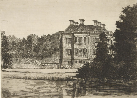 Middachten Castle, print, View from the water of the side of Middachten Castle., printmaker: