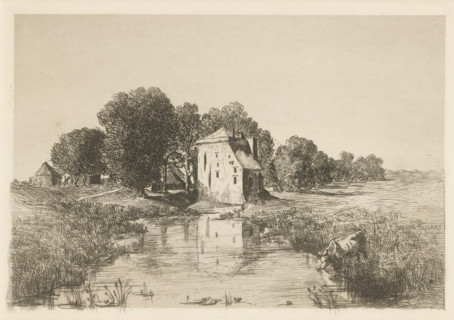 Nijenbeek Castle, print, View of Nijenbeek Castle, on the bank of the Voorsterbeek (an old bed of