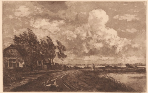 Farmhouse by the Reeuwijk Lakes, print, printmaker: Jan Willem Nortier (signed by artist), 1874 -