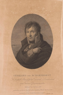Portrait of Gerhard von Scharnhorst, print, printmaker: Friedrich Wilhelm Bollinger, Berlin, after