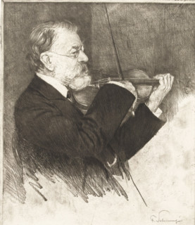 Portrait of Joseph Joachim, print, printmaker: Ferdinand Schmutzer (signed by artist), 1917, paper,