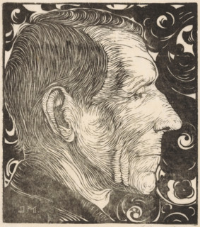 Portrait of Beint Mankes, print, Portrait of the artist's father., printmaker: Jan Mankes (signed