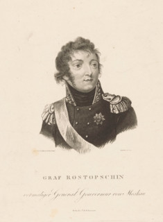Portrait of Feodor Rostopchin, print, printmaker: Johann Friedrich August Clar, after painting by