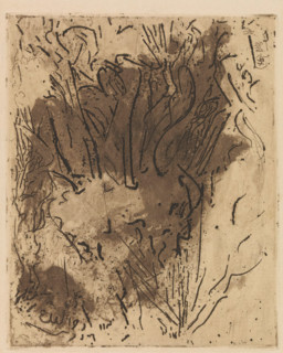 Abstract composition, print, inscription: 'Sois sage, O ma douleur et tiens toi plus tranquil,