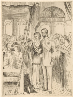 Couple before the wedding in the church, Solemn event in the life of Bellerophon (former title),
