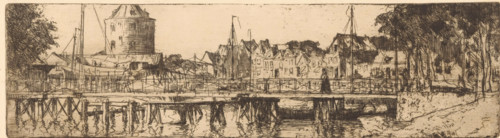 Delft (former title), The Old Harbour of Enkhuizen, print, The Old Harbour of Enkhuizen with the