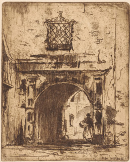 Ulm (original title on object), print, A gate in Ulm, Germany., printmaker: Willem Adrianus