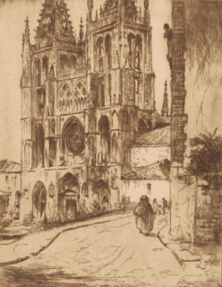 Burgos Cathedral, print, printmaker: Willem Adrianus Grondhout (signed by artist), 1888 - 1931,