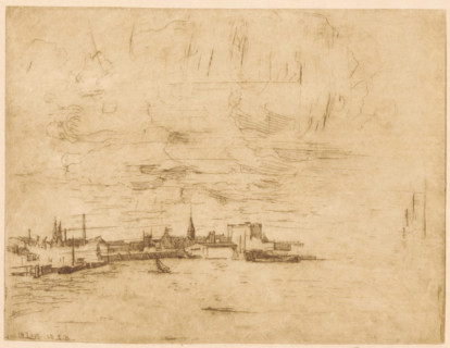 Cityscape from the water, print, Several ships in the water., printmaker: Frederika Henriëtte