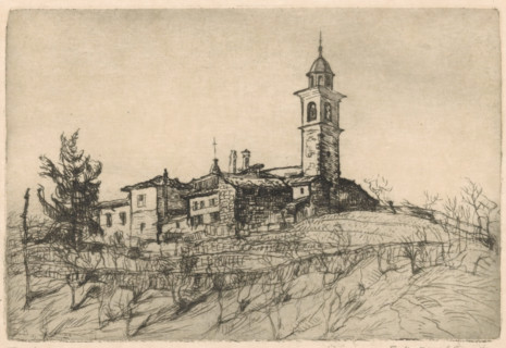 Sorengo, print, View of the Swiss village of Sorengo near Lugano., printmaker: Frederika Henriëtte
