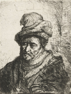 Bust of a philosopher, print, Bust of a man with a cap., printmaker: attributed to Karel van der