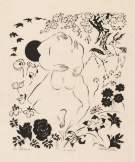 The source (original title on object), print, Two or more naked figures are intertwined in a