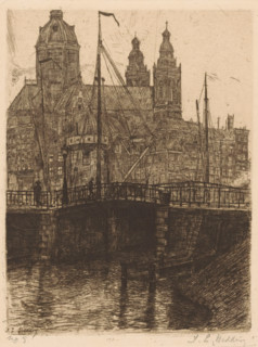 View of St. Nicholas Church and the Schreierstoren in Amsterdam, print, Series number, 5, View of