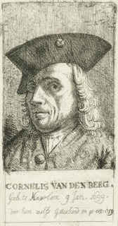 Self-portrait of artist Cornelis van den Berg, Cornelis van den Berg, print, Haarlem, 1759, paper,