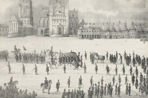 Funeral of AJJ Baron des Tombe, 1845, print, Funeral of Lieutenant General AJJ Baron des Tombe,