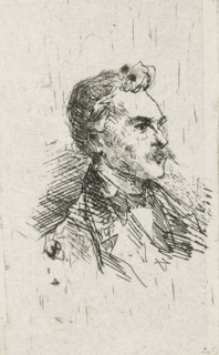 Portrait of artist Frederik Hendrik Weissenbruch, print, printmaker: Bernardus Johannes Blommers,