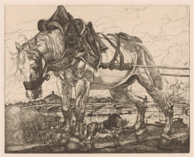 Draft horse by the Seine in Paris, L'Attelage (original series title on object), print, Behind the